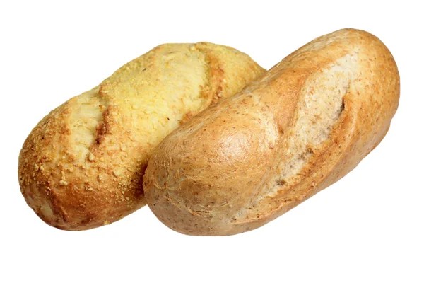 Baguette di mais e grano su sfondo bianco — Foto Stock