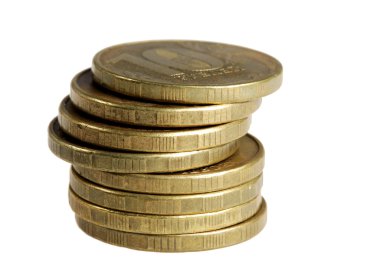 Beyaz bir arka plan üzerinde Rouleau on ruble