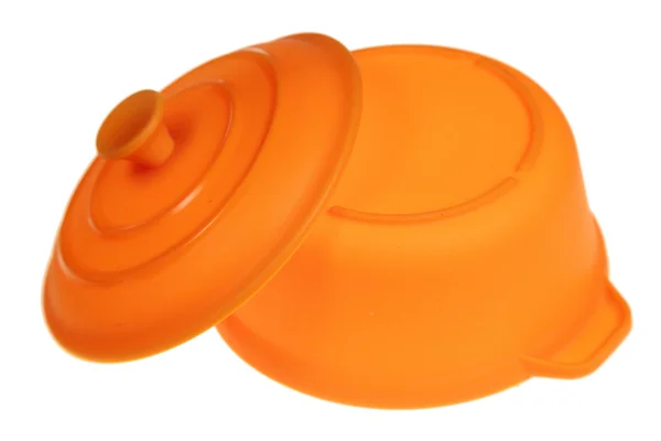 Каструля з помаранчевого силікону — стокове фото