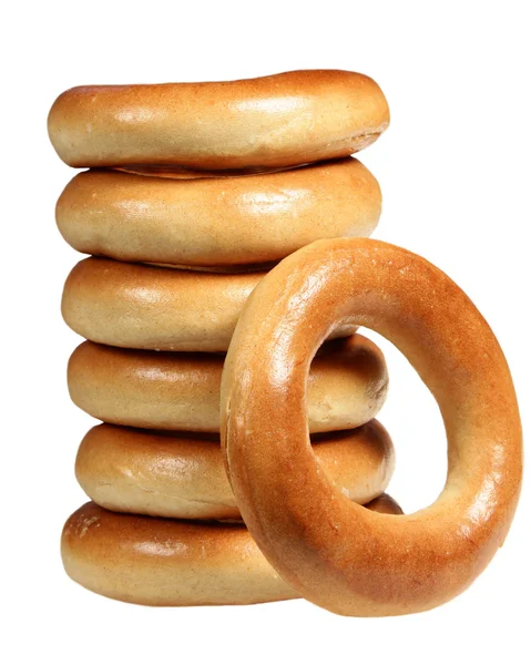 Pile of bagels on a white background — Stock Photo, Image