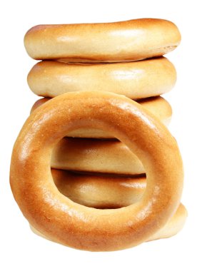 Simit beyaz zemin üzerine yığını