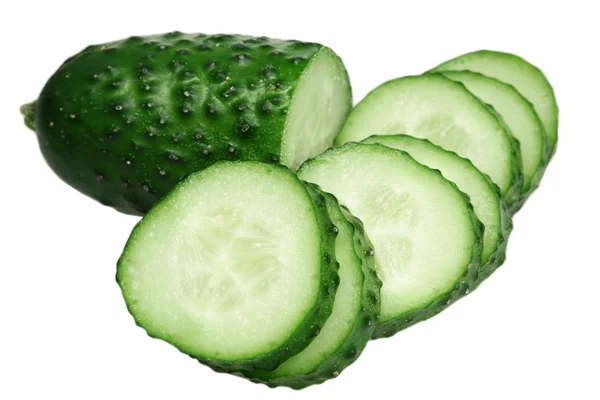 Green cucumbers on a white background — Stock Photo, Image