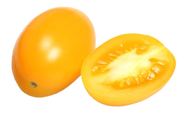 Žlutá rajčata na bílém pozadí — Stock fotografie