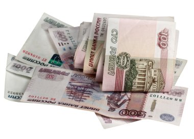 Beyaz bir arka plan üzerinde Rus parası