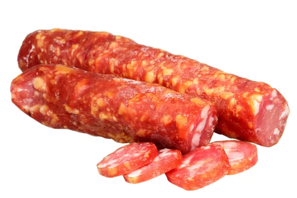 Sausage on a white background — Stock Photo, Image
