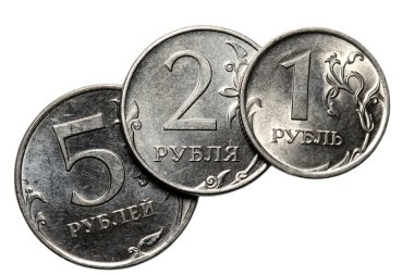 The Russian coins on a white background clipart