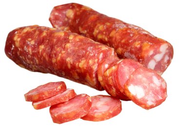 Beyaz arkaplanda sosis