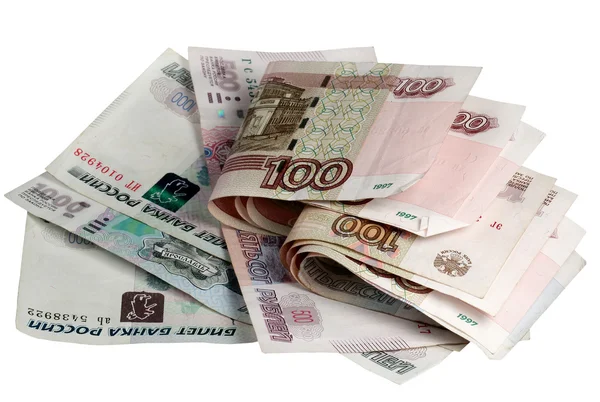 Ruské peníze na bílém pozadí — Stock fotografie