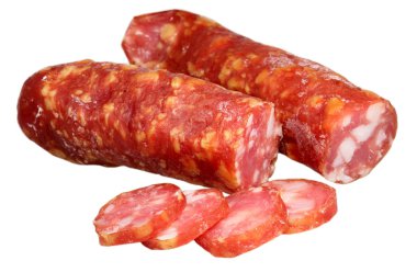 Beyaz arkaplanda sosis