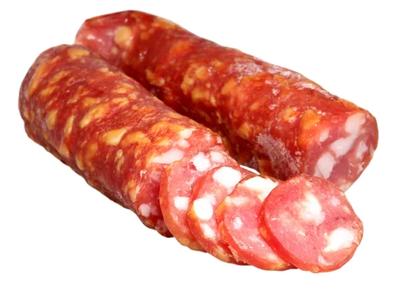 Salsiccia su sfondo bianco — Foto Stock