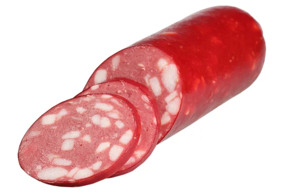 Salsiccia su sfondo bianco — Foto Stock