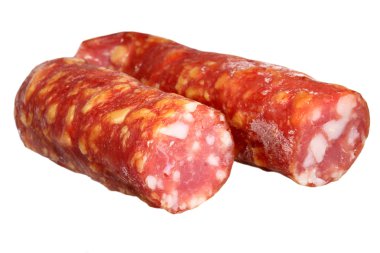 Beyaz arkaplanda sosis