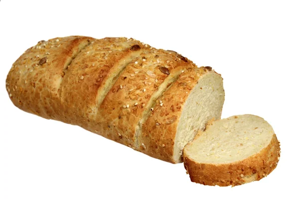 Bröd lång limpa på en vit bakgrund — Stockfoto