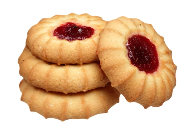 Galletas con mermelada sobre fondo blanco —  Fotos de Stock