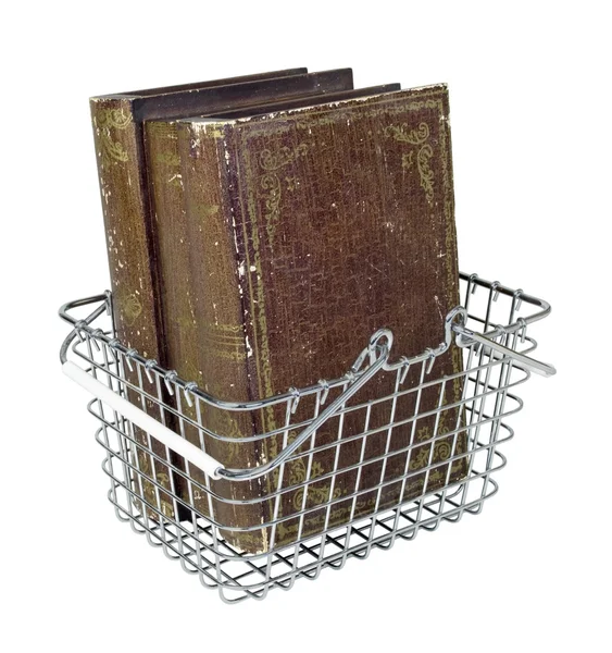 Cesta de compras con libros Vintage —  Fotos de Stock
