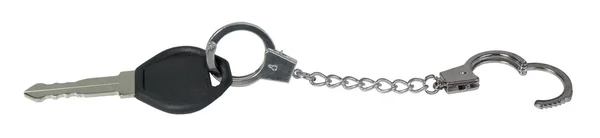 Black Key Open Silver Handcuffs — Stock Photo, Image