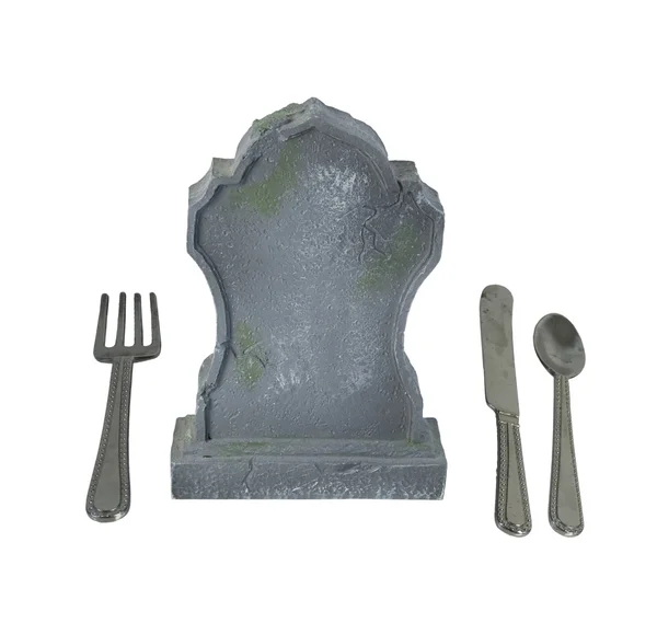 Silverware and Headstone — Stock Photo, Image