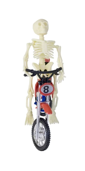 Skeleton Riding Motorcycle Front View — Stock Photo, Image