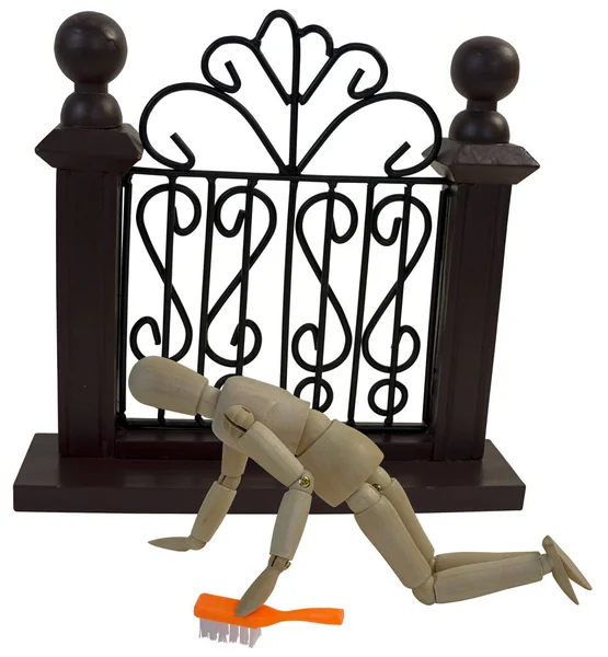 Cleaning Front Mansion Gate — Stock Photo, Image