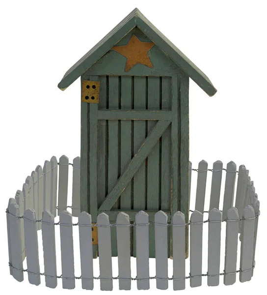 Outhouse White Picket Fence Used Enclosure Yard — Stock Photo, Image