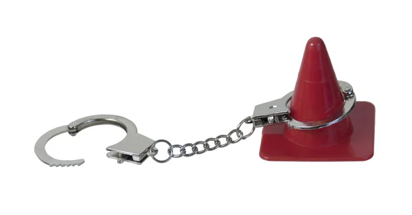 Traffic Cone and Handcuffs — Stock Photo, Image