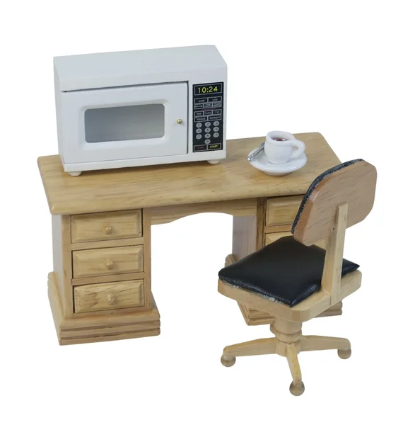 Microwave and Coffee on Desk — Stock Photo, Image