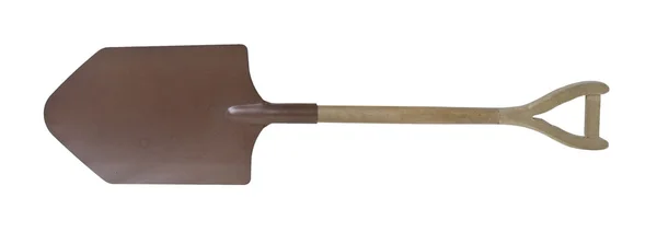 Large Brown Metal Shovel with Wooden Handle — Stock Photo, Image