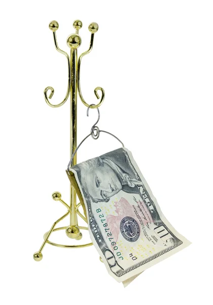 Money hanging on Coat Rack — Stock Photo, Image