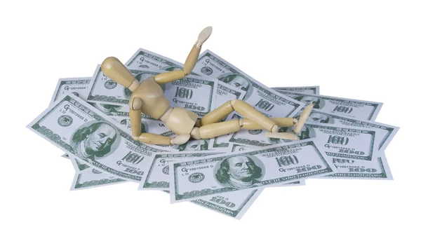 Person lying back on a pile of Money — Stock Photo, Image