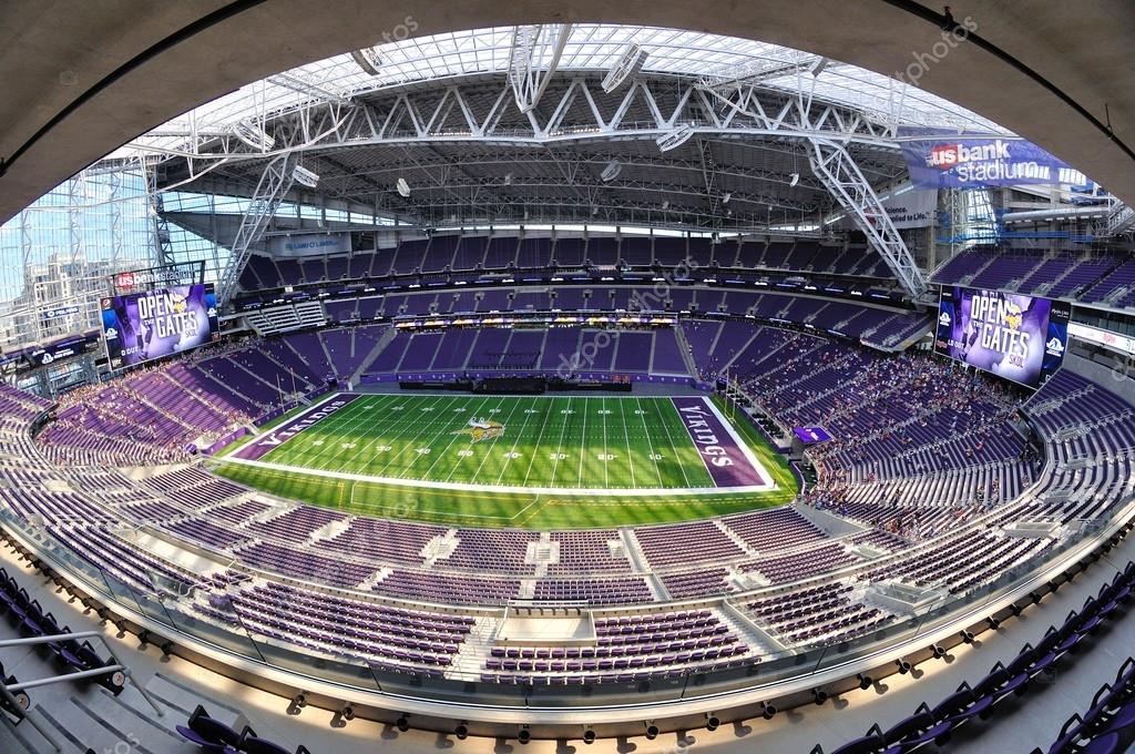 MINNEAPOLIS, MN, USA - JULY 24 2016: Fisheye View of Minnesota Vikings US Bank Stadium in Minneapolis on a Sunny Day