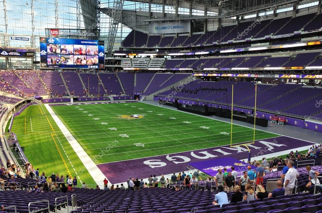 MINNEAPOLIS, MN, USA - JULY 24 2016: Interior of Minnesota Vikings US Bank Stadium in Minneapolis on a Sunny Day