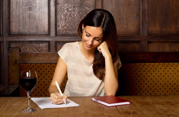 Woman drinking wine — Stock Photo, Image