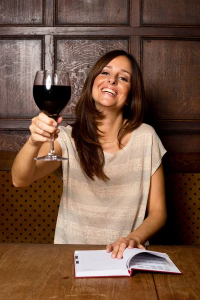 Woman drinking wine — Stock Photo, Image