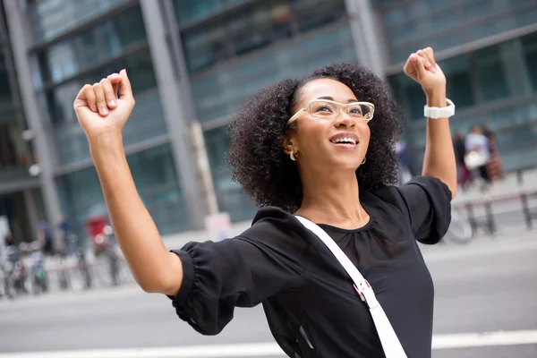 Business woman celebrating — Stock Photo, Image
