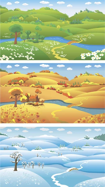 Seasons in cartoon style — Stock Vector