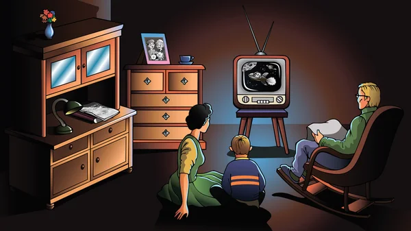 Family watching TV — Stock Illustration Family watching TV Vector Graphics