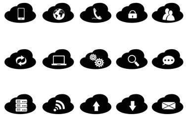 Kara bulut Icons set