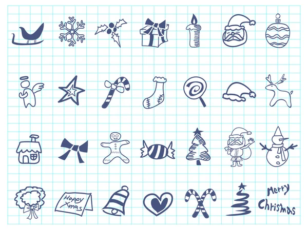 Ensemble icône de Noël Doodle — Image vectorielle