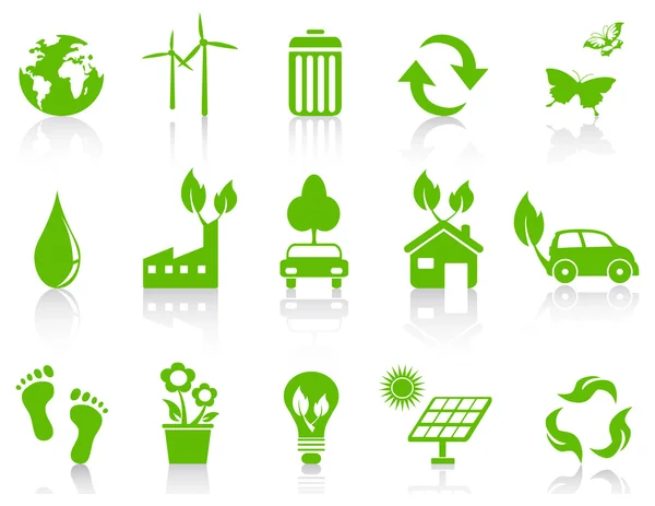 Ícones ecológicos verdes simples — Vetor de Stock