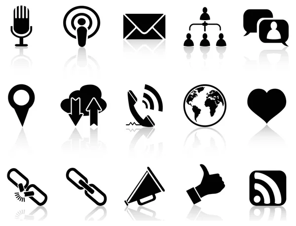 Černé společenské komunikace ikony — Stockový vektor