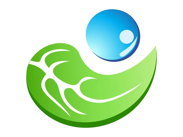 Bladeren met water drop symbool — Stockvector