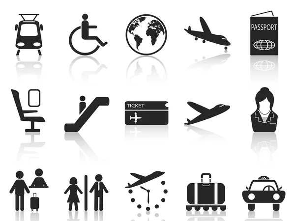 Luchthaven en reizen icons set — Stockvector