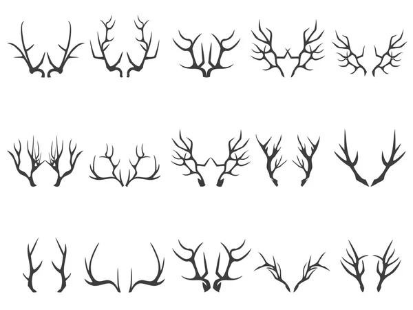 Deer horns silhouettes — Stock Vector