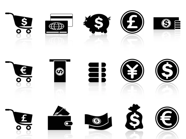 Zwarte valuta icons set — Stockvector