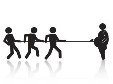 Halat çekme işadamları çöp adamlar