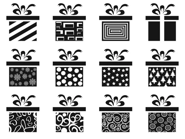 Black gift box icon set — Stock Vector