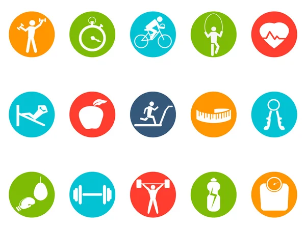 Juego de botones redondos Fitness — Vector de stock