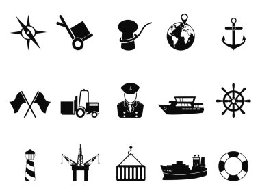 Sea port icons set clipart