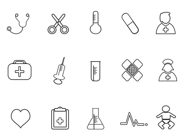 Iconos de esquema médico simple — Vector de stock