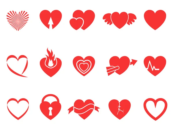 Iconos corazón rojo — Vector de stock